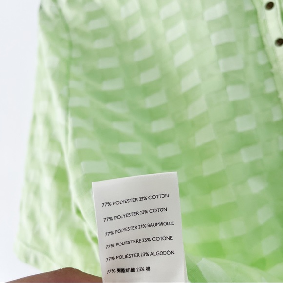 NWOT Free People Green Checkered Mini Button Short Sleeve T-Shirt - Picture 8 of 9